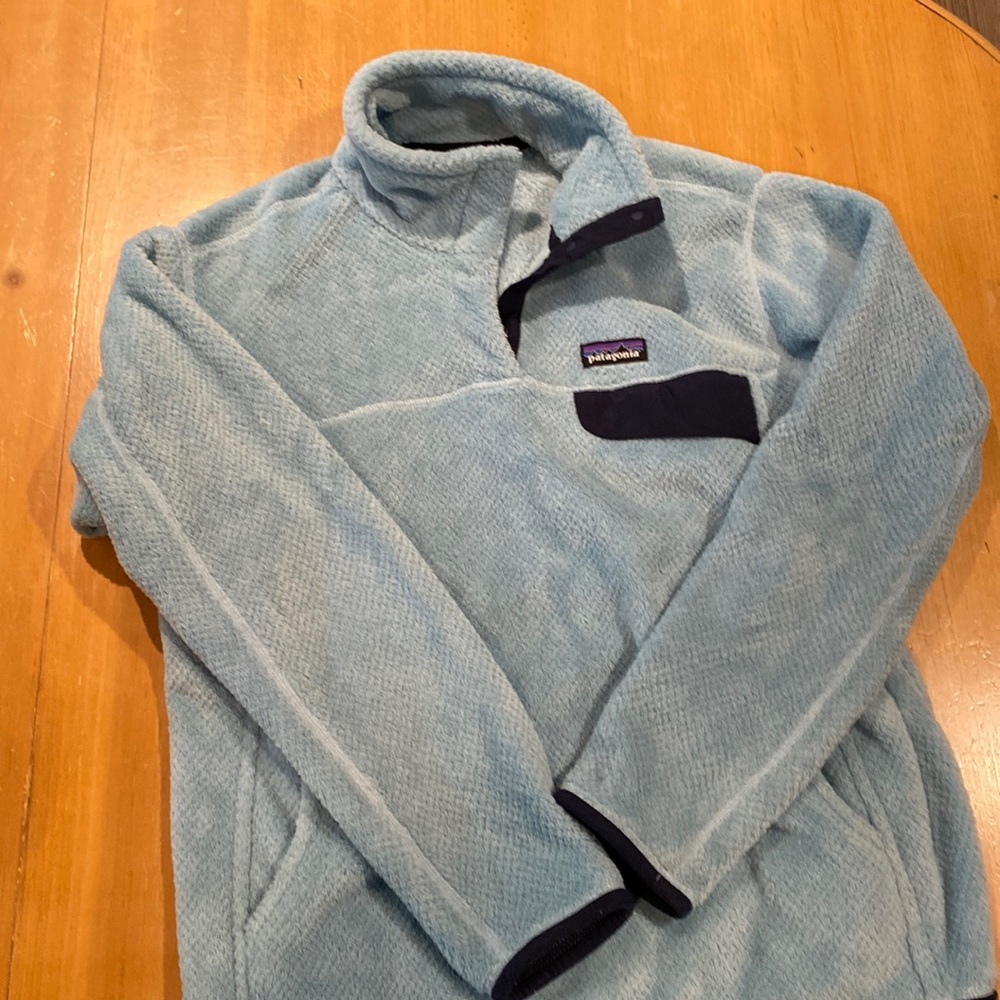 Patagonia Fleece Jacket; Light Blue; Size Large
